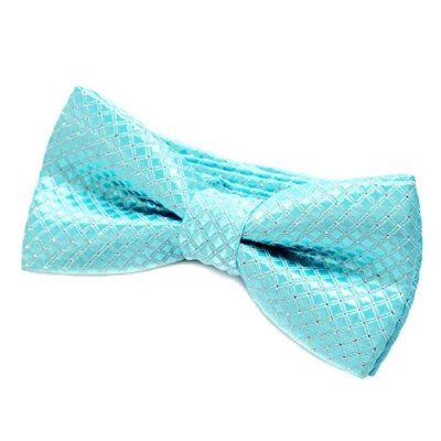 Afbeelding van DonDon Elegante vlinderdas voor kinderen, jongens, geknoopt, in lengte verstelbaar, 9 x 4,5 cm, glanzend, met zilveren stippen, Glanzend turquoise stippen