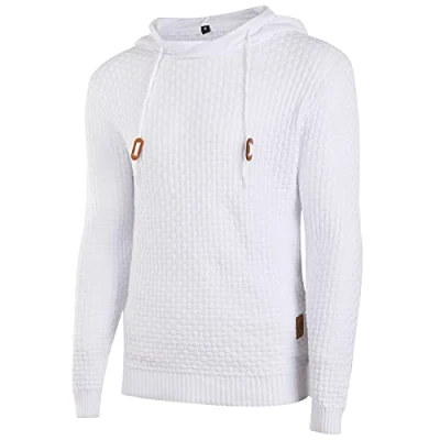 Afbeelding van Genfien Casual herentrui met lange mouwen en open haardkraag, Wit.