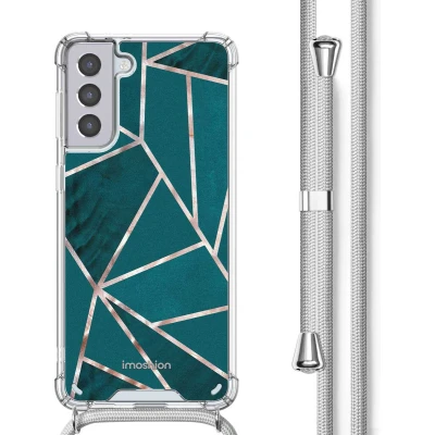 Afbeelding van iMoshion Hoesje Geschikt voor Samsung Galaxy S21 met Koord Design Meerkleurig / Petrol Green Graphic