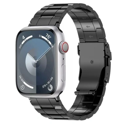 Afbeelding van Apple Watch Titanium Premium Link bandje Zwart Geschikt voor 38mm / 40mm 41mm
