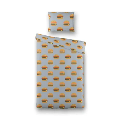 Afbeelding van Kinderdekbedovertrek Burgers 140x200 cm Kinderovertrek Katoen Grijs Fresh &amp; Co Kids Ga naar Dekbed Discounter.nl