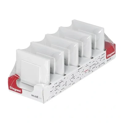 Afbeelding van Legrand 398300 set van 5 10AX monoblock schakelaars of voor inbouwinstallatie Niloé Step serie kleur wit