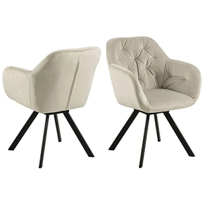Afbeelding van Lola eetkamerstoel met armsteunen en rugleuning, velours bruin.