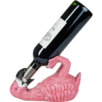 Afbeelding van BRUBAKER Wijnfleshouder Dorstige Flamingo Wijnrek Grappig Wijn accessoires Grappige Decoratie Cadeau