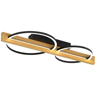 Afbeelding van ECO Light 9330 PL2 NERO TOVAK LED plafondlamp 28 W Zwart, Hout