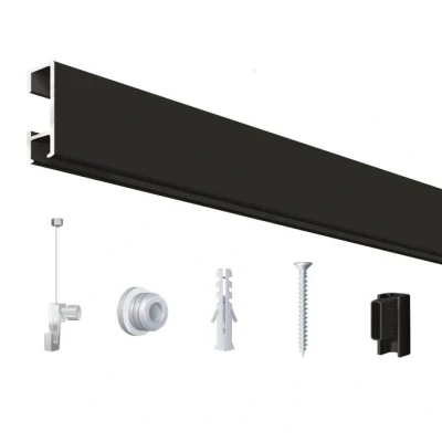 Afbeelding van Click Rail / Ophangrail Mat Zwart Complete Set 100 cm