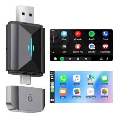 Afbeelding van Volam Draadloze CarPlay adapter voor Android, 2 in 1, 5 GHz wifi auto adapter, ondersteunt OTA, Type C/USB Plug &amp; Play, bekabelde vereist