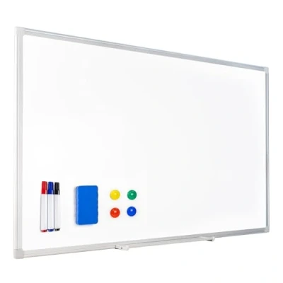 Image de Raylu Paper® tableau blanc magnétique mural avec cadre en aluminium, grand effaçable à sec plateau marqueurs (90 x 60 cm)