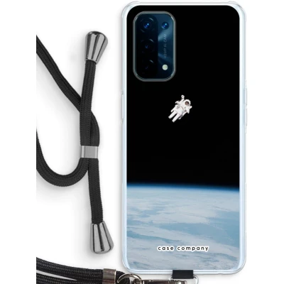 Afbeelding van Case Company® hoesje met Koord geschikt voor Oppo A74 5G Alone in Space Telefoonhoesje Zwart Bescherming aan alle Kanten en Over de Schermrand