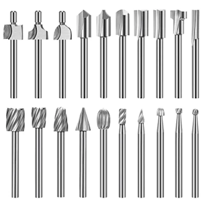 Afbeelding van Graveerbitset met hoge hardheid, 10 stuks HSS hardmetalen graveerbits &amp; freesbits 1/8 inch (3 mm) voor roterend gereedschap knutselen, hout, beeldhouwen, boren, graveren, bramen