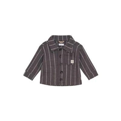 Afbeelding van Noppies Jongens Vest Seeley Stripe Pattern Dark Grey 68 100% Biologische katoen