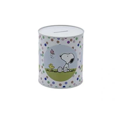 Afbeelding van Snoopy Spaarpot van metaal voor munten, afmetingen 10 x 12 cm, meerkleurig, officieel product (CyP Brands)
