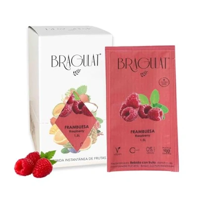 Image de BRAGULAT / arômes d&#039;eau sans sucre, avec fruits déshydratés, vitamines C et B12, colorants naturels (15 sachets framboise)