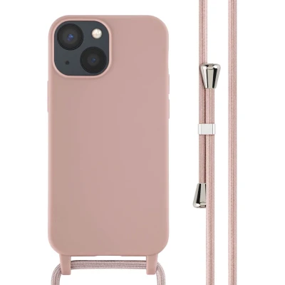 Afbeelding van iMoshion hoesje Geschikt voor iPhone 13 Mini met koord Siliconen design Roze / Retro Pink