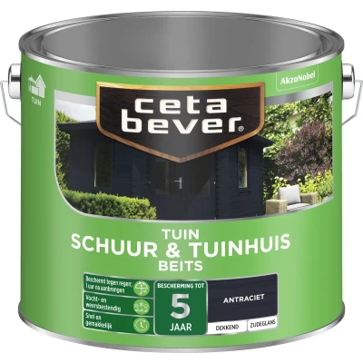 Afbeelding van Ceta Bever Dekkend Tuinbeits Schuur &amp; Tuinhuis Antraciet 2,5 liter Blanke lak Beits