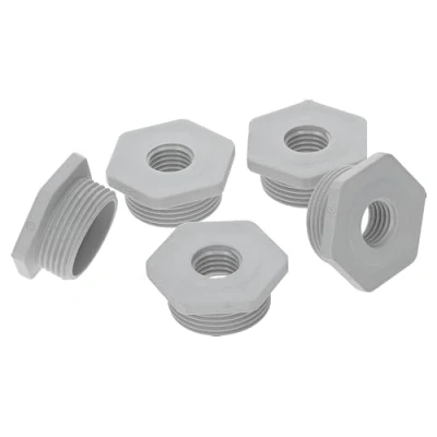 Afbeelding van Kalitec G6251600 5 stuks M25/M16 verloopstuk van lichtgrijs kunststof I zeskantige kabelwartelverkleiner binnendraad M16 buitendraad M25 IP68