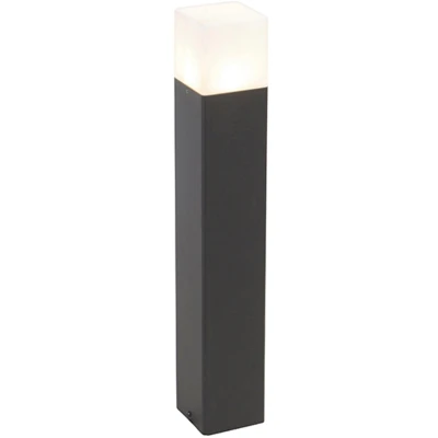 Afbeelding van QAZQA Staande buitenlamp zwart met opaal witte kap 50 cm Denmark