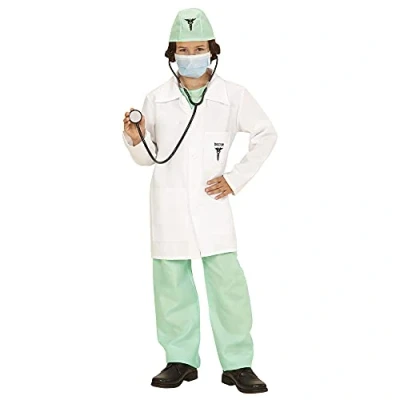 Afbeelding van Widmann Dokter &amp; Tandarts Kostuum Dr Kiddo Kind Jongen Groen, Wit / Beige Maat 140 Carnavalskleding Verkleedkleding