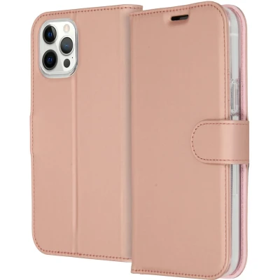 Afbeelding van iPhone 12 Pro Max Hoesje Met Pasjeshouder Accezz Wallet Softcase Bookcase Roze