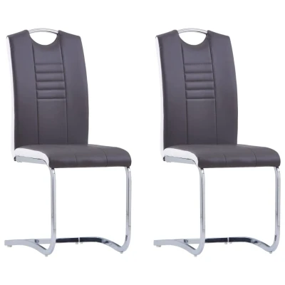 Afbeelding van Eetkamerstoelen 2 st kunstleer grijs