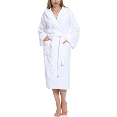 Afbeelding van Ladeheid Dames Badjas met Capuchon 100% Katoen Wasmachine bestendig Badstof Wit XXL LA LA40 102 DG