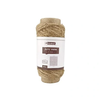 Afbeelding van D.RECT 10 m natuurlijk bruin jute koord cadeaulint handwerk decoratief 2 mm dik voor: verpakking, doe het zelf, handwerk, bloemisterij, decoratie, 800199