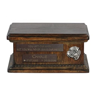 Afbeelding van Persoonlijke houten urn hond voor Bullmastiff hondenas met gravure