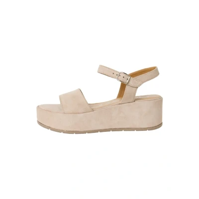 Afbeelding van Tamaris Sandalen met plateauzool, Dames, Maat: 41, Ivory suede Leer