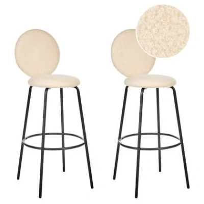 Afbeelding van Beliani EMERY Barkruk set van 2 Lichtbeige Bouclé