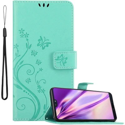Afbeelding van Cadorabo Hoesje geschikt voor Huawei P20 PRO / PLUS in BLOEMEN TURKOOIS Beschermhoes bloemmotief met magnetische sluiting, standfunctie en kaartsleuven Book Case Cover Etui