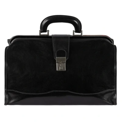 Afbeelding van Time Resistance Vintage stijl handgemaakte lederen kleine medische tas donkerbruin, zwart, S, zwart.