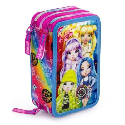 Afbeelding van L&#039;ERBAVOGLIO Origineel etui met 3 ritssluiting en 44 delen, Rainbow High (fuchsia/regenboog), Pennenhouder voor kinderen