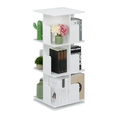 Afbeelding van draaibare boekenkast 3 etages 95 x 39 cm wit