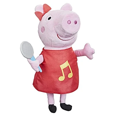 Afbeelding van Peppa Pig Zing, pluche dier met rode glitterjurk en strik, zingt 3 liedjes, vanaf jaar