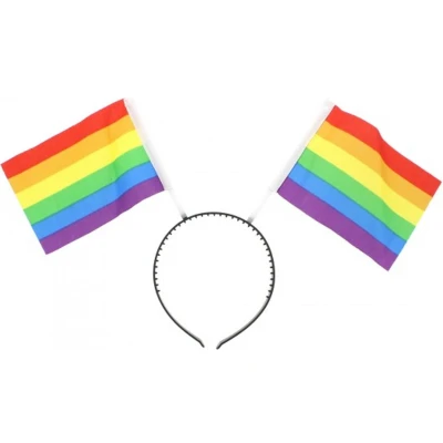 Afbeelding van Zac&#039;s Alter Ego Kostuum Haarband Rainbow Flag Head Boppers Regenboog