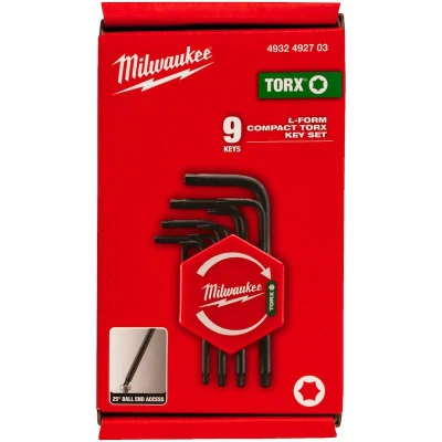 Afbeelding van MILWAUKEE 4932492703 compacte L vormige Hex inbussleutelset 9 delig