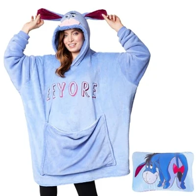 Afbeelding van Disney Damestrui, 2 in 1, oversized sweatshirt van fleece en kussen, trui, Stitch, één maat, volwassenen, tieners