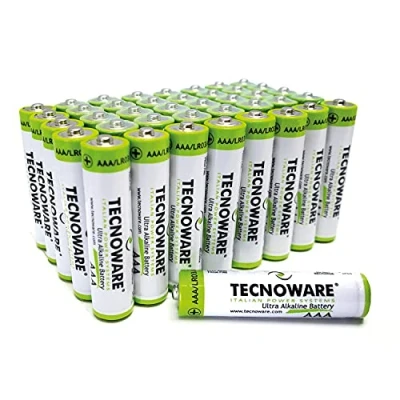 Afbeelding van Tecnoware Ultra Alkaline AAA batterijen, 1,5 V, verpakking met 40 stuks, ideaal voor speelgoed, controllers, afstandsbedieningen, elektrische zaklampen, horloges, consoles en andere apparaten