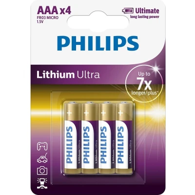 Afbeelding van Philips AAA Lithium Ultra Batterijen 4 stuks