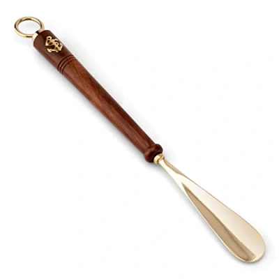 Afbeelding van NKlaus schoenlepel 46cm lang messing goud met houten handvat stabiele 11729, lengte vest:
