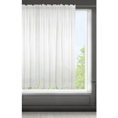 Afbeelding van Eurofirany Lucy Gordijn, glad, transparant, plooiband, voile, 1 stuk, slaapkamer, woonkamer, elegant, polyester, 300 x 160 cm, wit