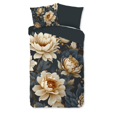 Afbeelding van Pure Dekbedovertrek &quot;bloemen&quot; Antraciet (200x200/220 cm) Microfiber