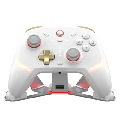 Afbeelding van GameSir Cyclone 2 Multiplatform Wireless Controller TMR Electromagnetic Joysticks&amp;Hall Effect Switch triggers,6 axis Gyro Gaming for Switch/PC/iOS/Android/Steam (Phantom White Bundle)