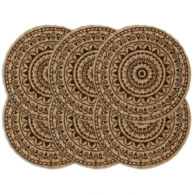 Afbeelding van Placemats 6 st rond 38 cm jute donkerbruin