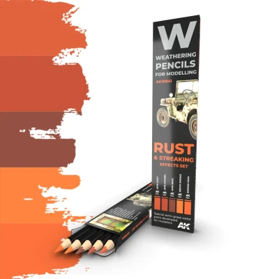 Afbeelding van Weathering Pencil Set Rust and Streaking 5 kleuren AK10041