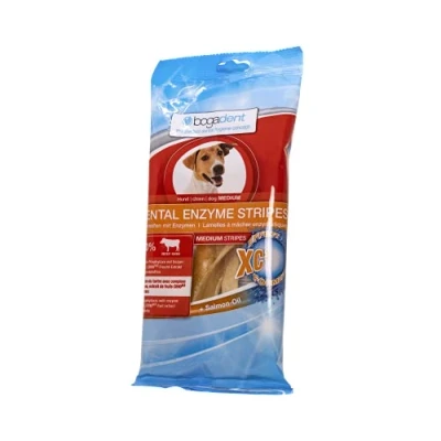 Afbeelding van Bogadent Dental Kauwchips Enzym Stripes Gebitsverzorging 100 g Medium
