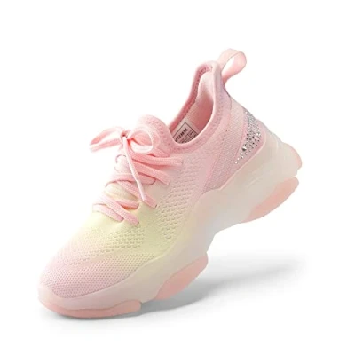 Afbeelding van DREAM PAIRS Instapschoenen voor meisjes, lichte wandelschoenen met glinsterende gelei zool, Poeh Rood/Rood, 30 EU