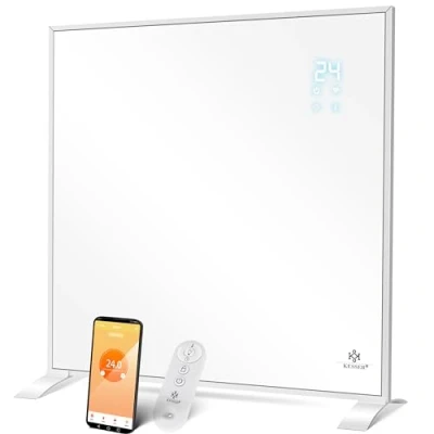 Afbeelding van KESSER® Infrarood Verwarmingspaneel Energiebesparing Elektrische Kachel Vrijstaand &amp; Wandmontage met Thermostaat App Control Paneelradiator Verwarming Paneel Convector Standvoeten Wit / 540W