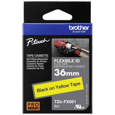 Afbeelding van Brother TZEFX661 Labeltape flexibel Tapekleur: Geel Tekstkleur: Zwart 36 mm 8 m