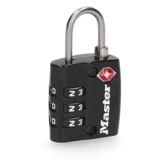 Afbeelding van Hangslot Masterlock 3 cijfer combinatie TSA zwart 30mm